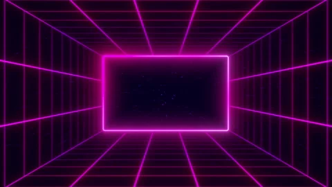 Digital retro wave grid, wireframe net. Rectangle corridor dynamic motion Stock Footage 146686550