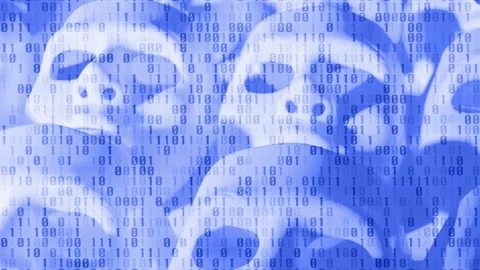 The digital revolution how binary code and robot faces are paving the way Stock Footage 247128554