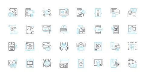 Digital revolution linear icons set. Disruption, Innovation, Connectivity 스톡 일러스트