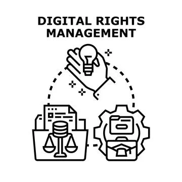 Digital rights management concept protecting creative intellectual property Stock Illustration