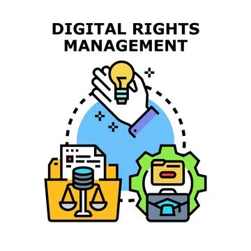 Digital rights management concept protecting creative intellectual property Stockillustratie