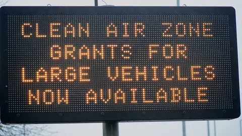 Digital roadside clean air zone grants available for large vehicles Stock Footage 114163289