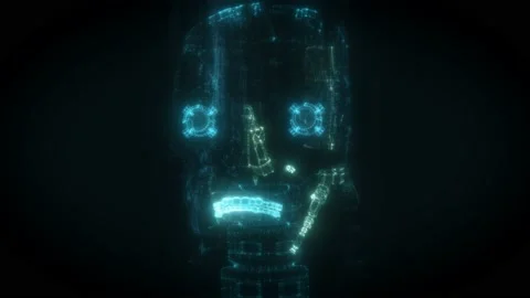 Digital Robot Face 4k Stock Footage 146727623