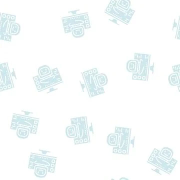 Digital robot glyph seamless pattern Illustrazione stock