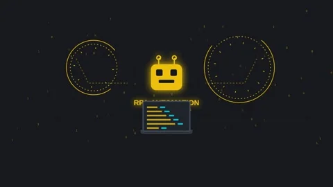 Digital robot icon with data processing animation on dark background for te.. Stock Footage 341220793