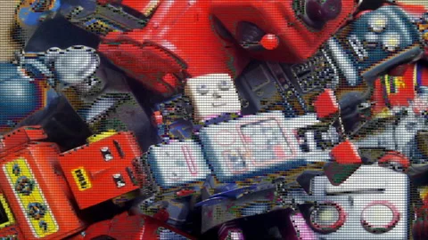 Digital robot toys spin 1 Stock Footage 329660159