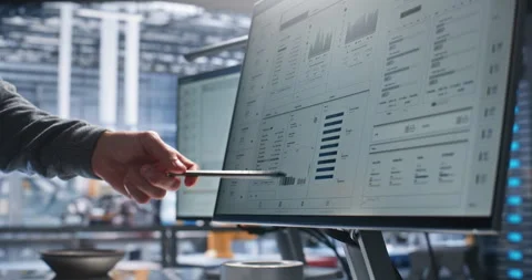 Digital Robotic Engineering Interface Showing System Data and Components During Stock Footage 344396419