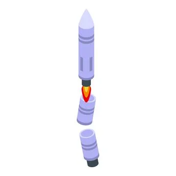 Digital rocket icon isometric vector. Launch startup Stock Illustration