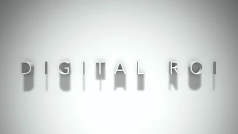 Digital roi 3D title animation with shadows on a white background Stockbeeldmateriaal 296921921