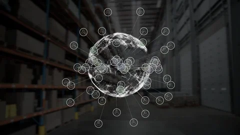 Digital rotating earth with data on a wa... | Stock Video | Pond5