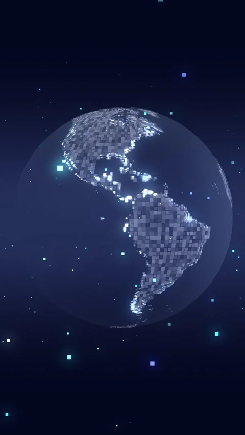 Digital Rotating Earth – Futuristic Data Globe Animation Loop Stock Footage 328816497