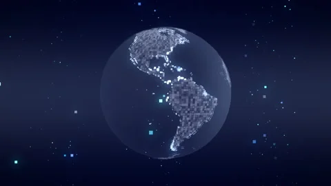 Digital Rotating Earth – Futuristic Data Globe Animation Loop Stock Footage 328816499