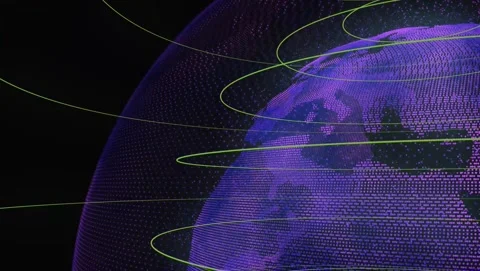 Digital Rotating Earth Globe with Global Network Connections Loop Stock Footage 333257521