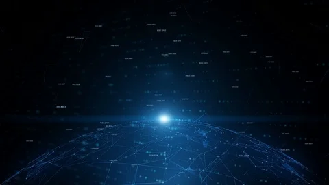 Digital rotating globe with data motion background Vidéo 101067879