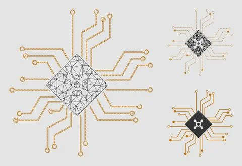 Digital Roulette Circuit Vector Mesh 2D Model and Triangle Mosaic Icon Stock Illustration