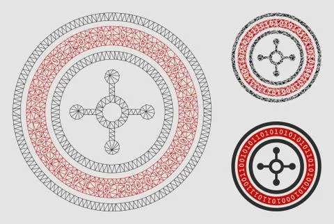 Digital Roulette Vector Mesh 2D Model and Triangle Mosaic Icon Stock Illustration