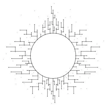 Digital round frame isolated on white background Stock Illustration