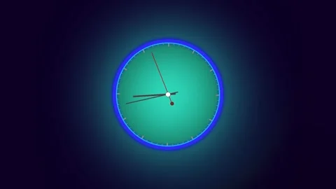 Digital round shape glowing wall clock 3d animation isolated on blue backgr.. Stock Footage 321737086
