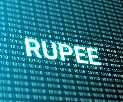 Digital rupee background in blur view. Stock Illustration