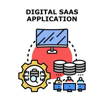 Digital saas application concept using cloud technology 스톡 일러스트