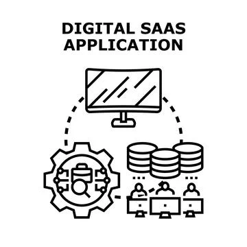 Digital saas application concept using cloud technology Illustration