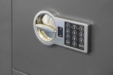 Digital safe lock code on a Safety box bank Stock Photos