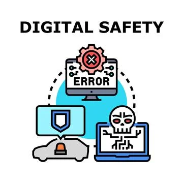 Digital safety concept for data protection and cyber security Stock Illustration
