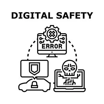 Digital safety concept for data protection and cyber security 库存插图