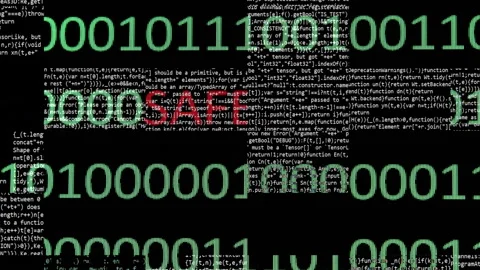Digital Safety Concept Displayed Through Code and Binary Numbers glitch effec Vídeos de archivo 303933020