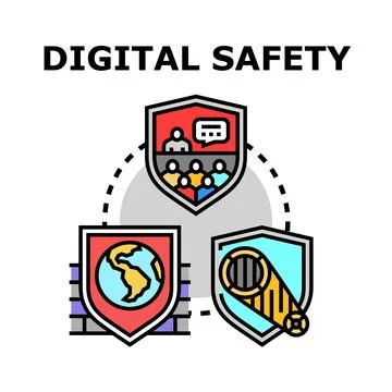 Digital safety concept protecting global online network users Stock Illustration