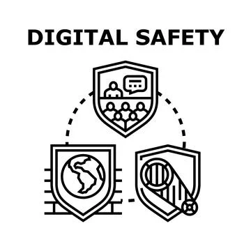 Digital safety concept protecting global online network users Stock Illustration