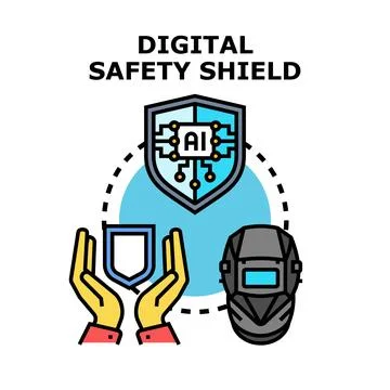 Digital safety shield concept protecting data and users イラスト素材