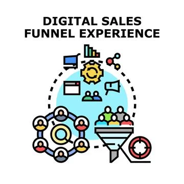 Digital sales funnel experience capturing customer journey イラスト素材
