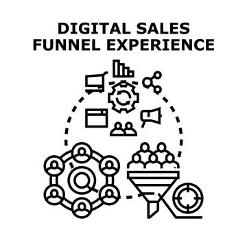 Digital sales funnel experience capturing customer journey Stock Illustration