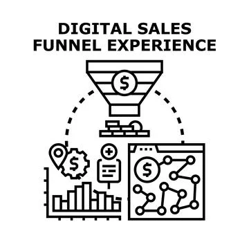 Digital sales funnel experience optimizing customer journey Ilustración de archivo
