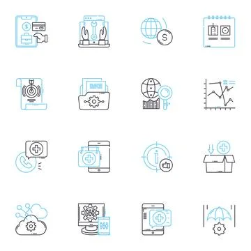 Digital sales linear icons set. E-commerce, Online marketing, Conversion Illustrazione stock