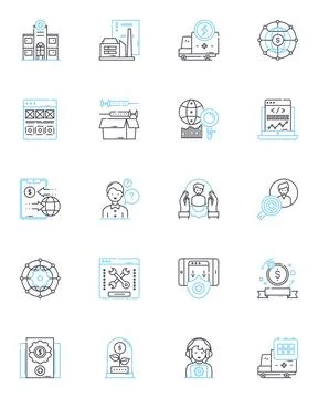 Digital sales linear icons set. E-commerce, Online marketing, Conversion 스톡 일러스트