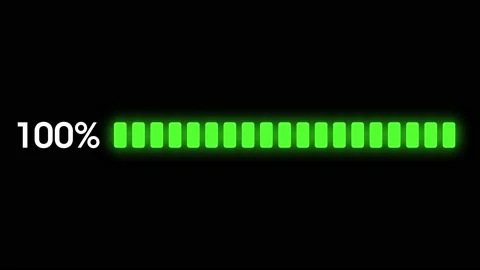 Digital Scale Filled to 100 Percent, Green Glowing Percentage Bar Animation Video stock 180506708