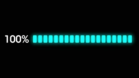 Digital Scale Filled to 100 Percent, Blue Glowing Percentage Bar Animation Видео 180506714