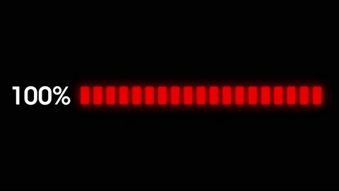 Digital Scale Filled to 100 Percent, Red Glowing Percentage Bar Animation Stock-Footage 180506760