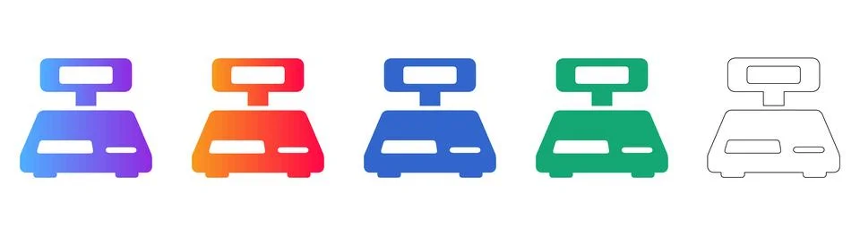 Digital Scale Icon Set for Retail and Logistics Stock Illustration