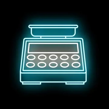 Digital scale measuring weight in glowing neon light Stock-Illustration