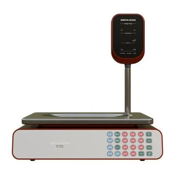 Digital Scale With Pole Display Front View 3D Render Illustration Ilustración de archivo