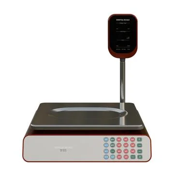Digital Scale With Pole Display Top Front View 3D Render Illustration Illustrazione stock