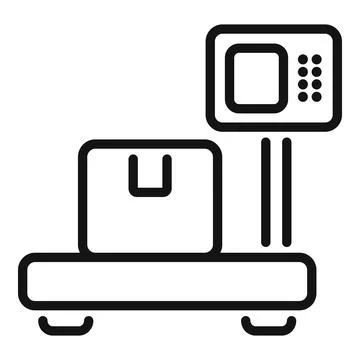Digital scale weighing single cardboard box icon Stock Illustration