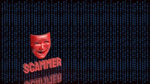 Digital Scammer Mask Hidden Inside Binary Code 3d render. Stock Illustration
