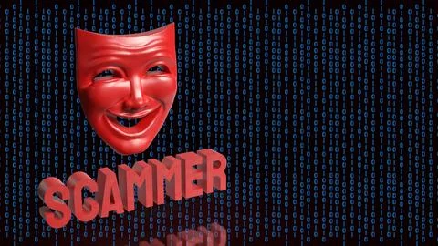 Digital Scammer Mask Hidden Inside Binary Code 3d render. Stock Illustration