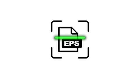 Digital scan animation of eps file format with green laser light beam on wh.. Stock Footage 346498407