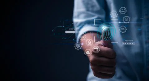 Digital scan fingerprint cyber security data privacy technology privacy ide.. Stock Photos