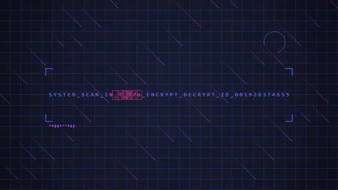 Digital Scan Grid Overlay with Encrypted Data and Futuristic UI Elements Stock Footage 348421227